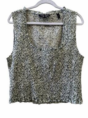 Brand new Veronica Beard Green and White Smocked Scoop top